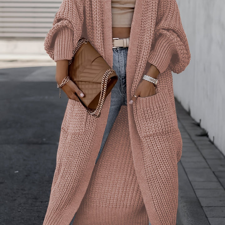 Solid Color Women's Long V-Neck Long Sleeve Cardigan