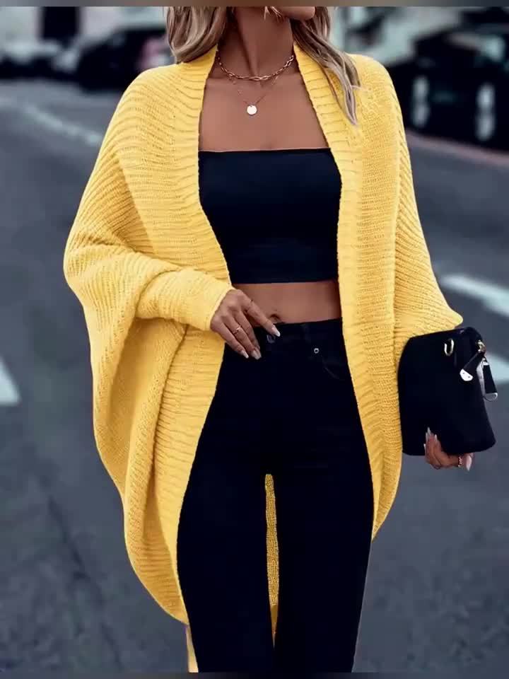 Elegant Open Front Long Cardigan