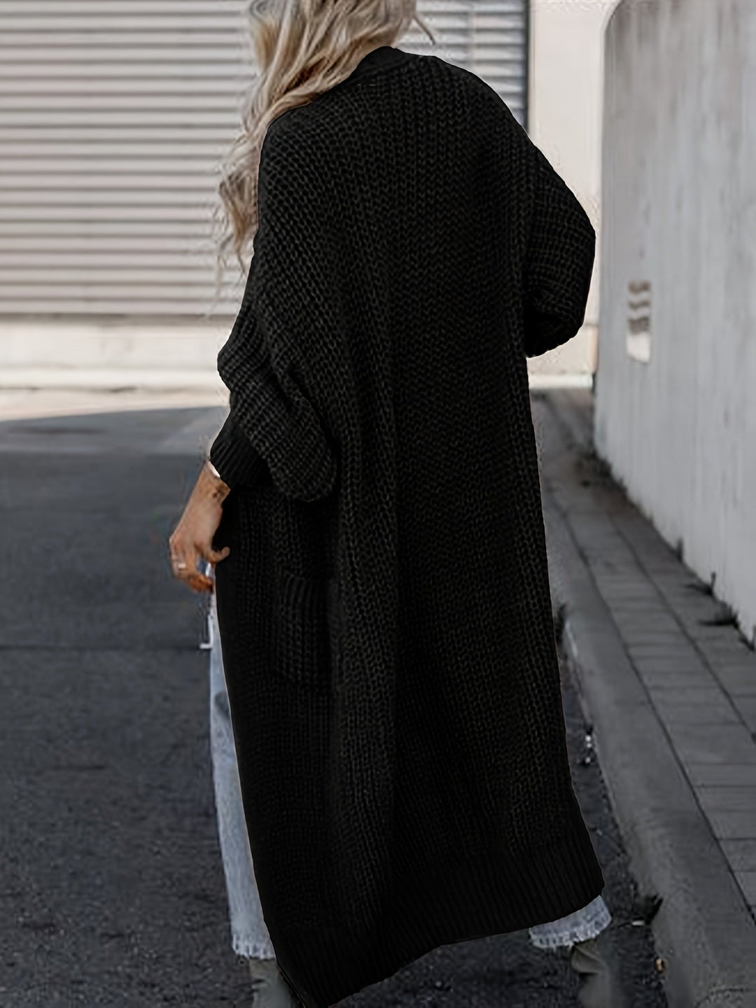 Solid Color Women's Long V-Neck Long Sleeve Cardigan
